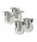 BS Rollen Set 2x Lenk- & Bockrollen Kunststoff weiß 125 MM L420.B10.125, L410.B10.125