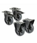 BS Rollen Set 2x Lenk- & Bockrollen Gummi schwarz 100mm L820.B44.101.06, L810.B44.101.06