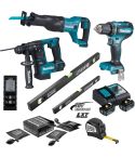 Makita Akku-Montage-Set 18V – Bohrschrauber, Bohrhammer, Reciprosäge + STROXX Zubehör