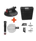 STROXX Akku-Saugheber-Set 2in1 – Ø 200 mm, 140 kg Tragkraft, mit Vakuumpumpe & Koffer