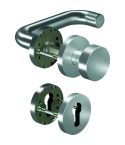 OGRO Drückergarnitur Core 8100, 8mm Vierkant TS. 38-63mm Rundrosette PZ Knop 3020 ED