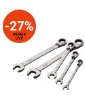 STROXX Maul- und Ringratschenschlüssel-Set, umschaltbar, 5-teilig 100-223