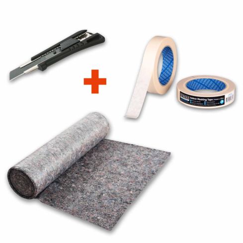 STROXX Maler-Set: Abdeckvlies 250 g/m², Cuttermesser 18 mm, 2x Kreppband für scharfe Kanten