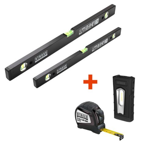 STROXX WASSERWAAGEN-SET IM BUNDLE MIT ARBEITSLAMPE
