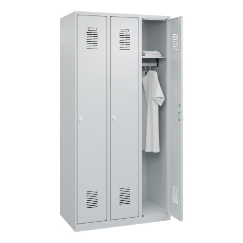 STROXX Garderobenschrank mit Sockel 3 Abteile 1850X900X500MM RAL 7035/7035