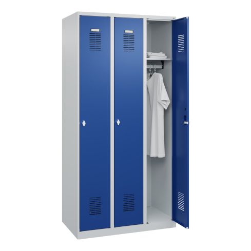 STROXX Garderobenschrank mit Sockel 3 Abteile 1850X900X500MM RAL 7035/5010