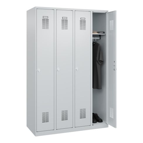 STROXX Garderobenschrank mit Sockel 4 Abteile 1850X1200X500MM RAL 7035/7035