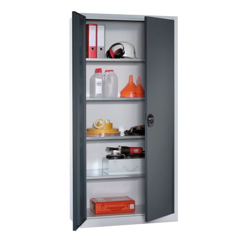 STROXX Flügeltürenschrank mit 4 Böden 1950X935X400 MM RAL 7035/7016
