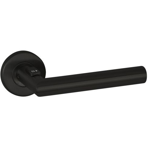Hermat Drückerpaar  Basic 02 mit Rosetten ohne integrierte Verriegelung, DIN R Oberfläche 74, FAST LOCK