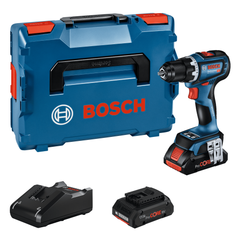 Bosch Akku-Bohrschrauber GSR 18V-90 C – Profi-Bohrmaschine mit 2 Akkus, Ladegerät und L-BOXX
