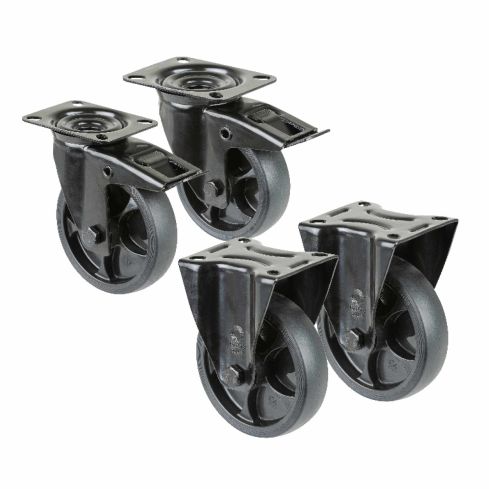 BS Rollen Set 2x Lenk- & Bockrollen Gummi schwarz 125mm L820.B44.126.06, L810.B44.126.06