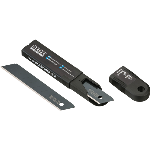 STROXX Ersatzmesser 18 mm – schwarz, 10 Stück, Abbrechklingen für Cuttermesser, langlebig & scharf