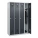 STROXX Garderobenschrank mit Sockel 4 Abteile 1850X1200X500MM RAL 7035/7016